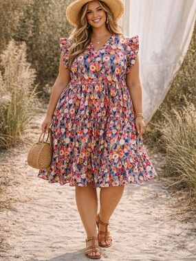 Chicsoul floral vibrant dress size 3X